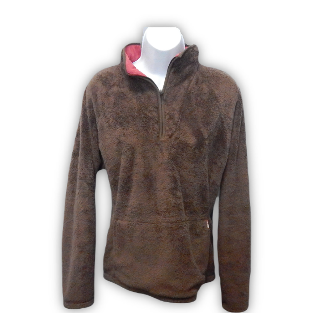 The North Face Jacket Womens large brown Fleece Pullover 1/4 zip